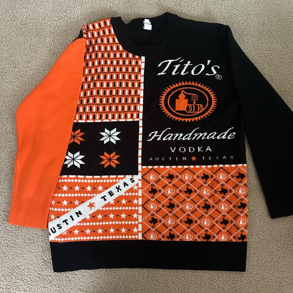 Men's Tito’s Sweater - Black and Orange